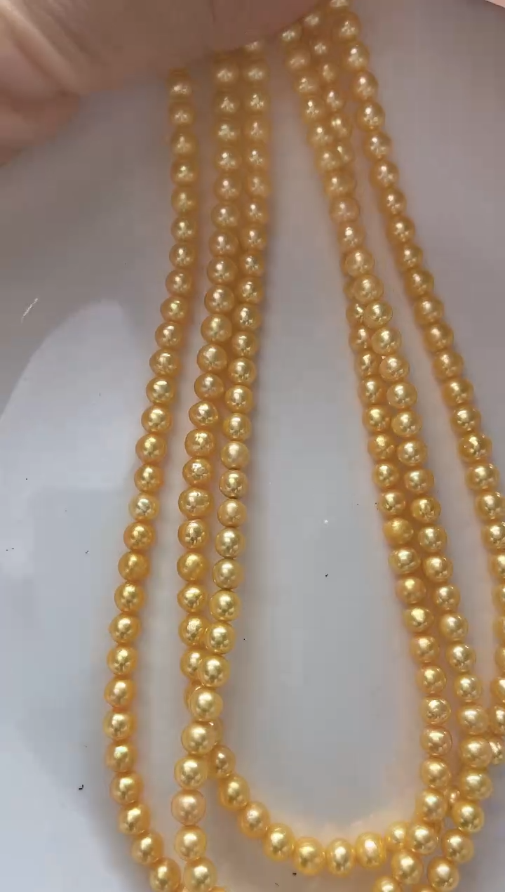 项链未镶嵌淡水珍珠4mm+黄色系小米项链（多样性发一）