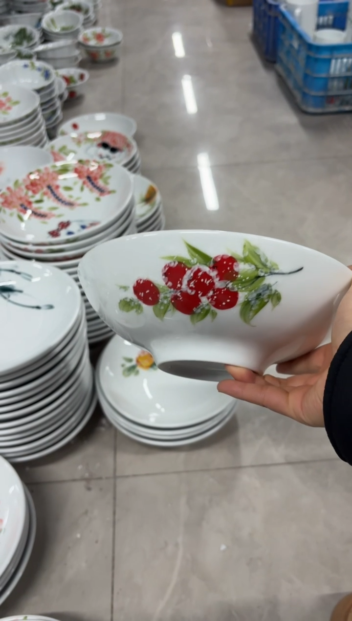 养**人景德镇高温陶瓷食品级手绘釉中彩-高足盘