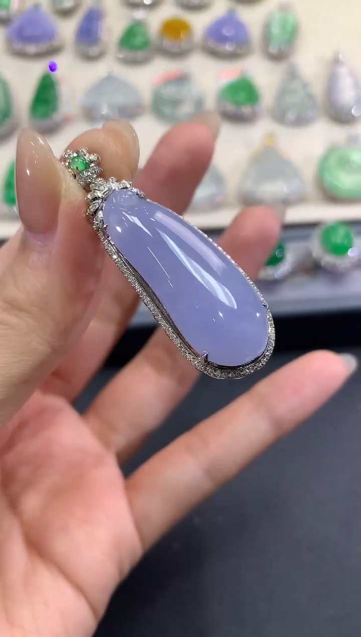 【闪购商品】翡翠吊坠(不含链)18K金镶嵌a158紫货有色差