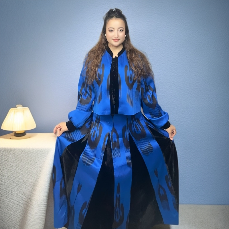 atlas蓝色裙子套装