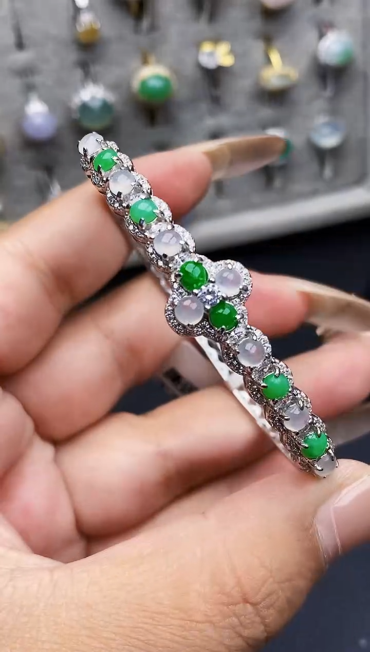 银S925镶嵌戒指翡翠3082