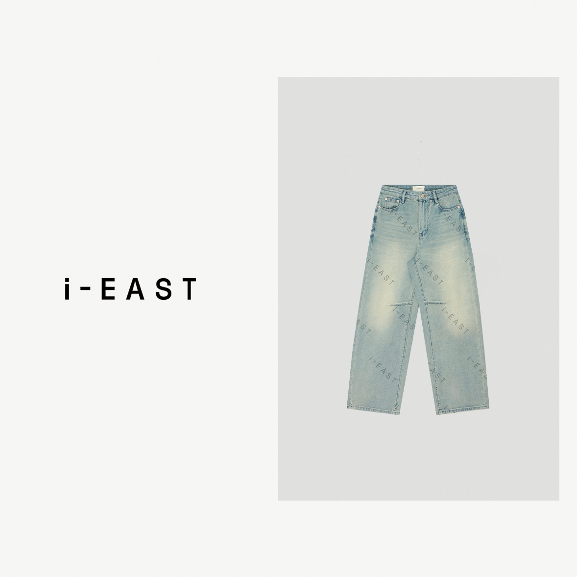 i-EAST 率性回归~复古水洗做旧设计师 百搭牛仔裤-5C K13037