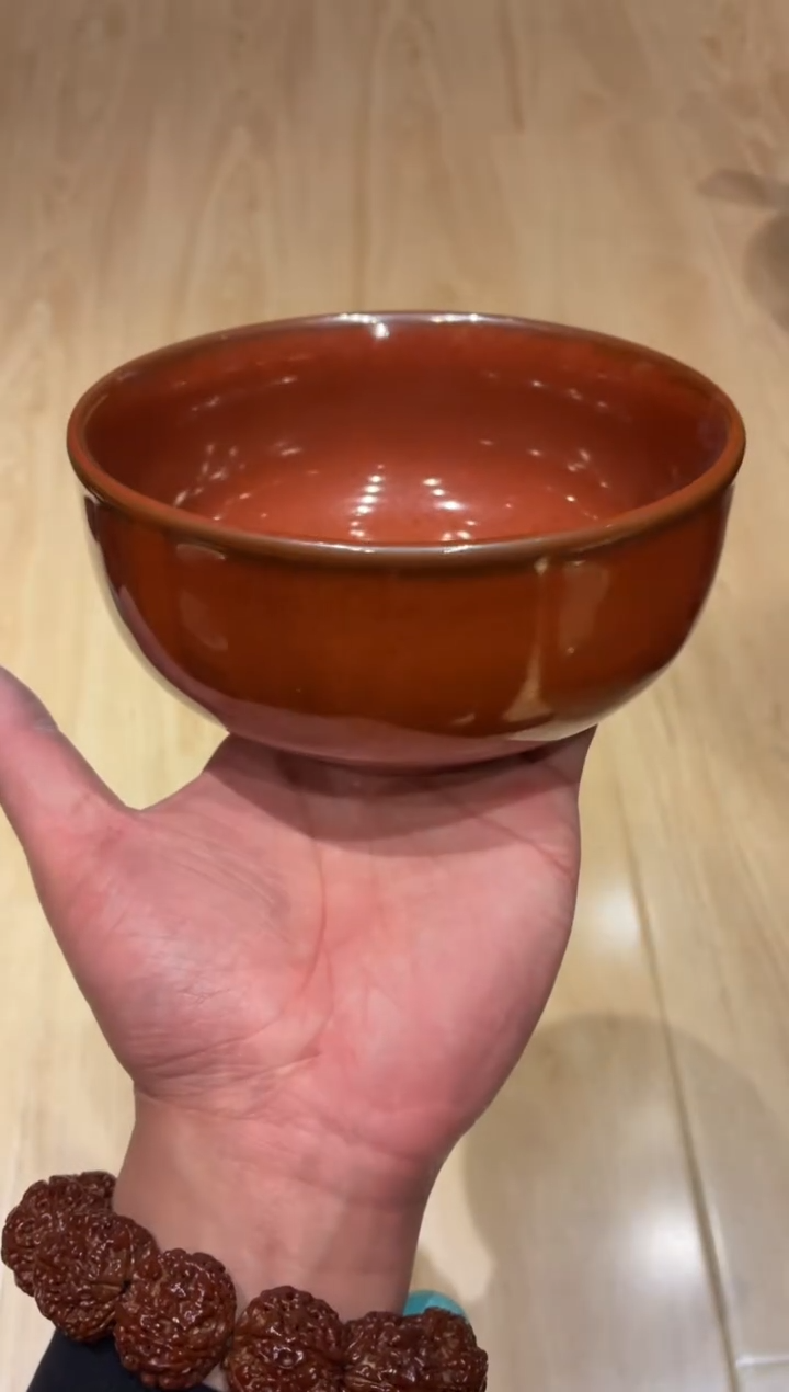 瓷片6寸手工铁锈红钵碗（福利款）