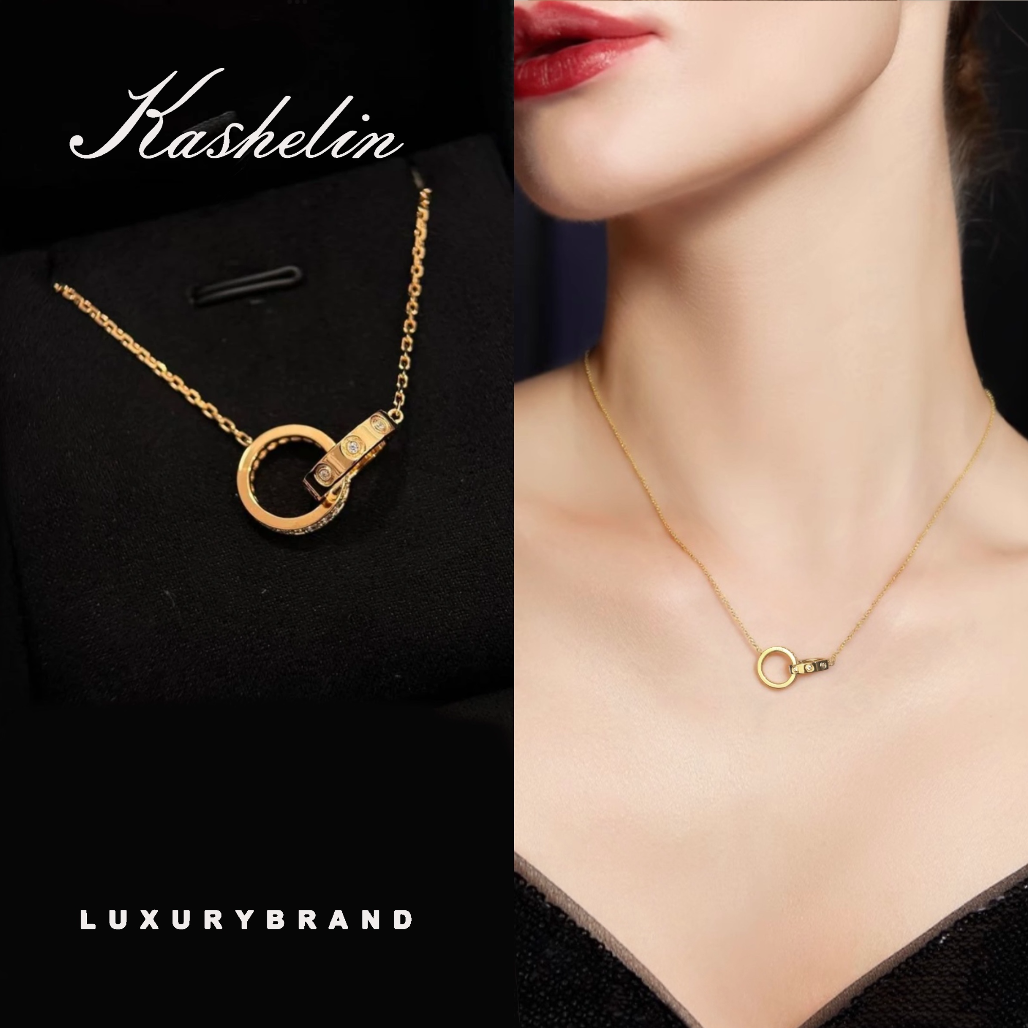 坠链均925银 KS  法【环环相扣】设计师款项链~1417