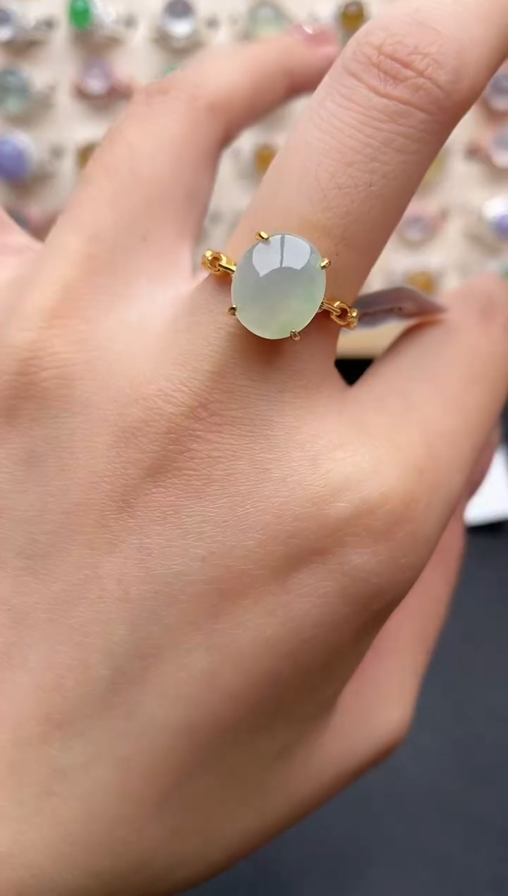 【闪购商品】翡翠戒指银S925镶嵌一物一证一礼盒