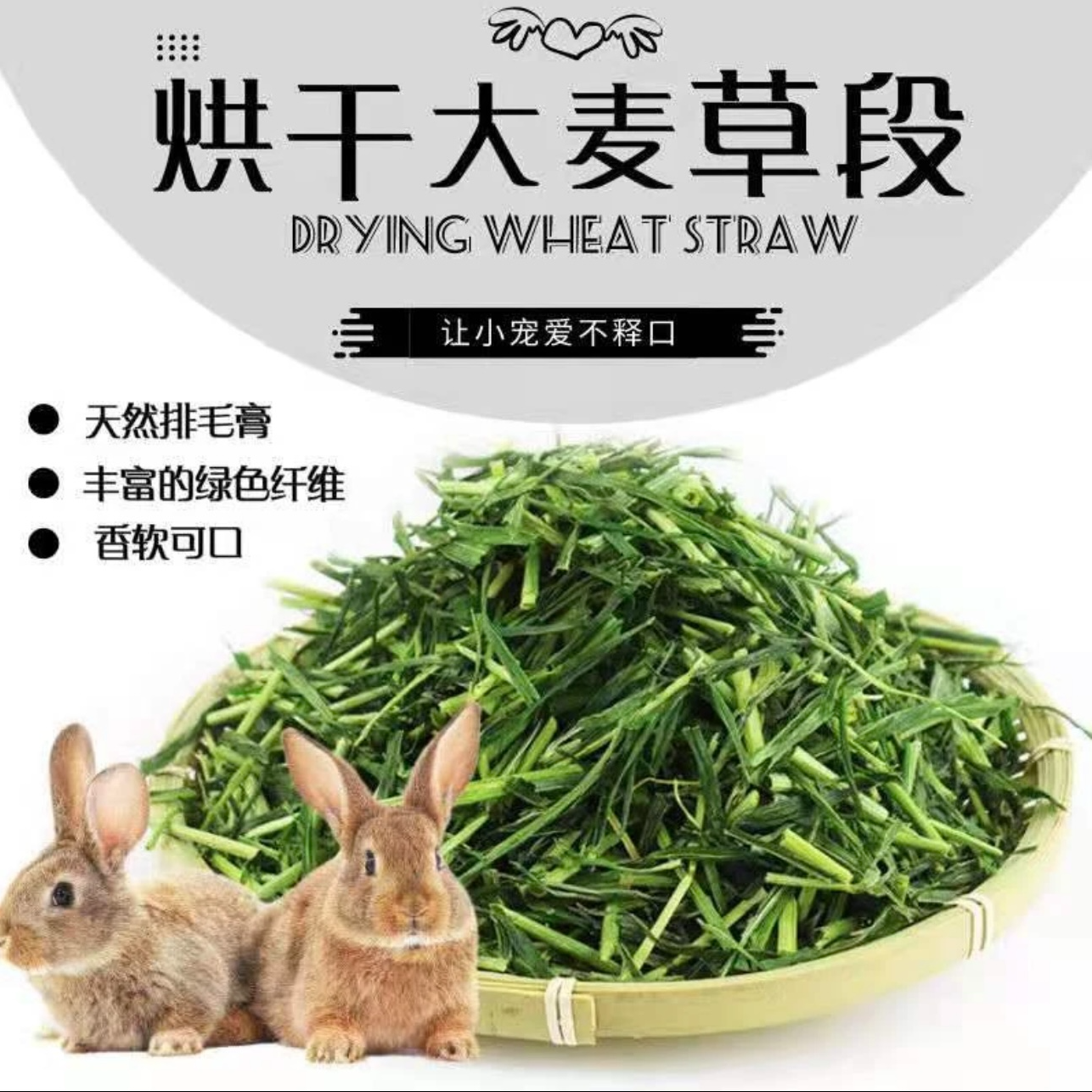 当季大麦草段宠物兔龙猫豚鼠荷兰猪干草饲料粗纤维调理肠胃100g