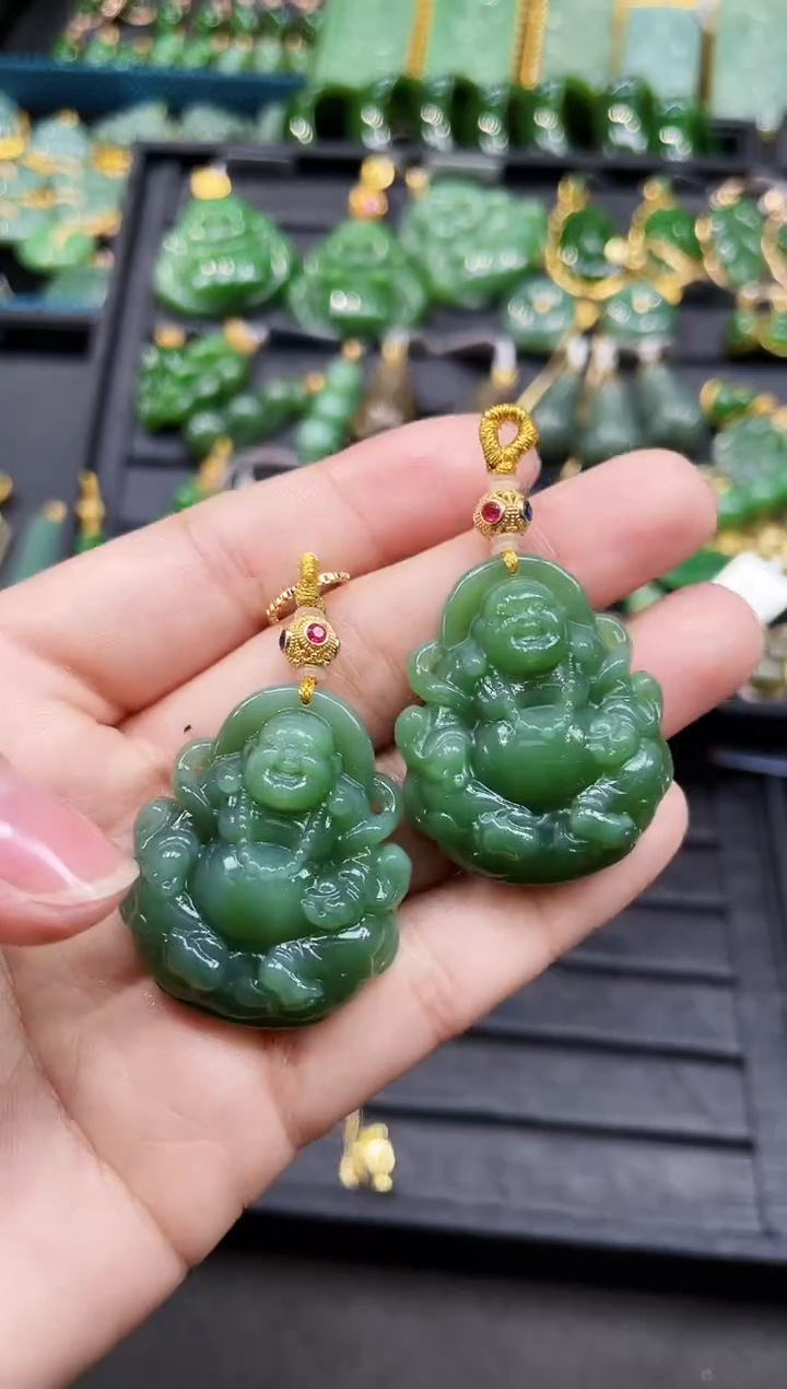 【闪购商品】和田玉吊坠18K金镶嵌40MM 多样性发一