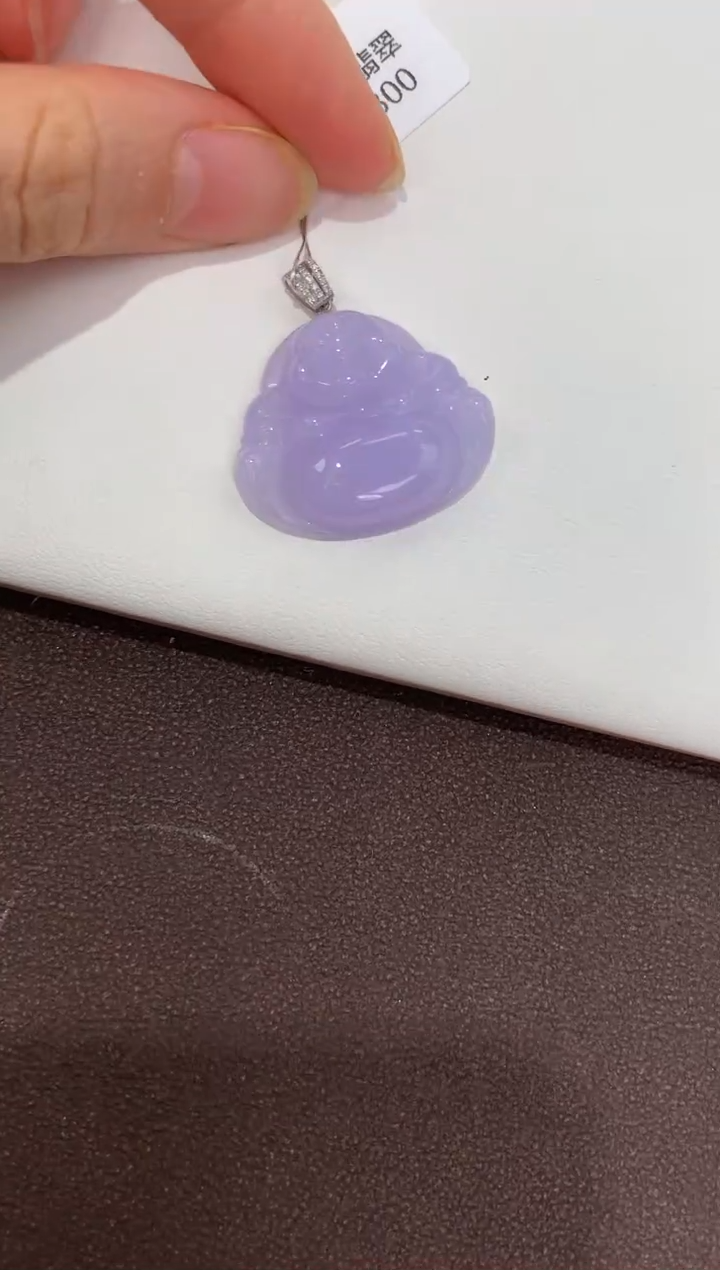 翡翠18K金镶嵌颈饰天然缅甸a货翡翠