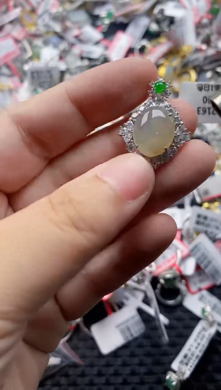 翡翠戒指银S925镶嵌555----3