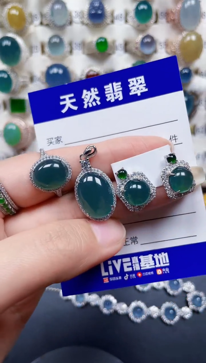 颈饰银S925镶嵌翡翠385