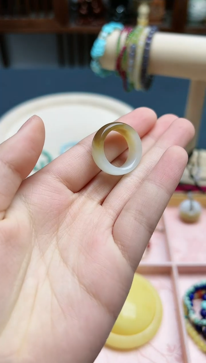 【闪购商品】和田玉指环未镶嵌和田玉半糖14#2#指环*1 BDD