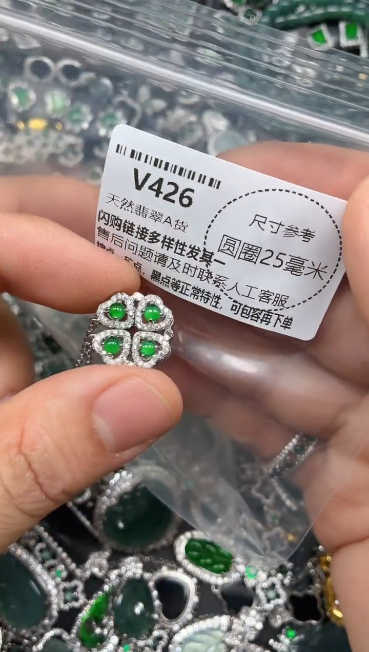 翡翠未镶嵌颈饰V426项链