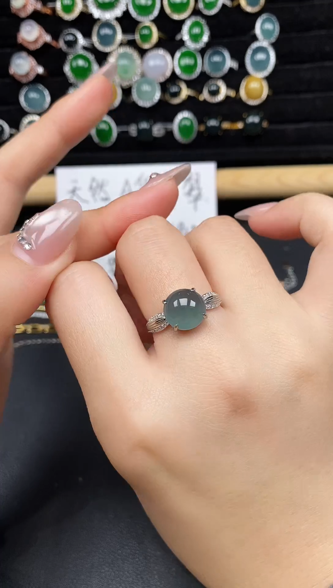 银S925镶嵌戒指翡翠25838