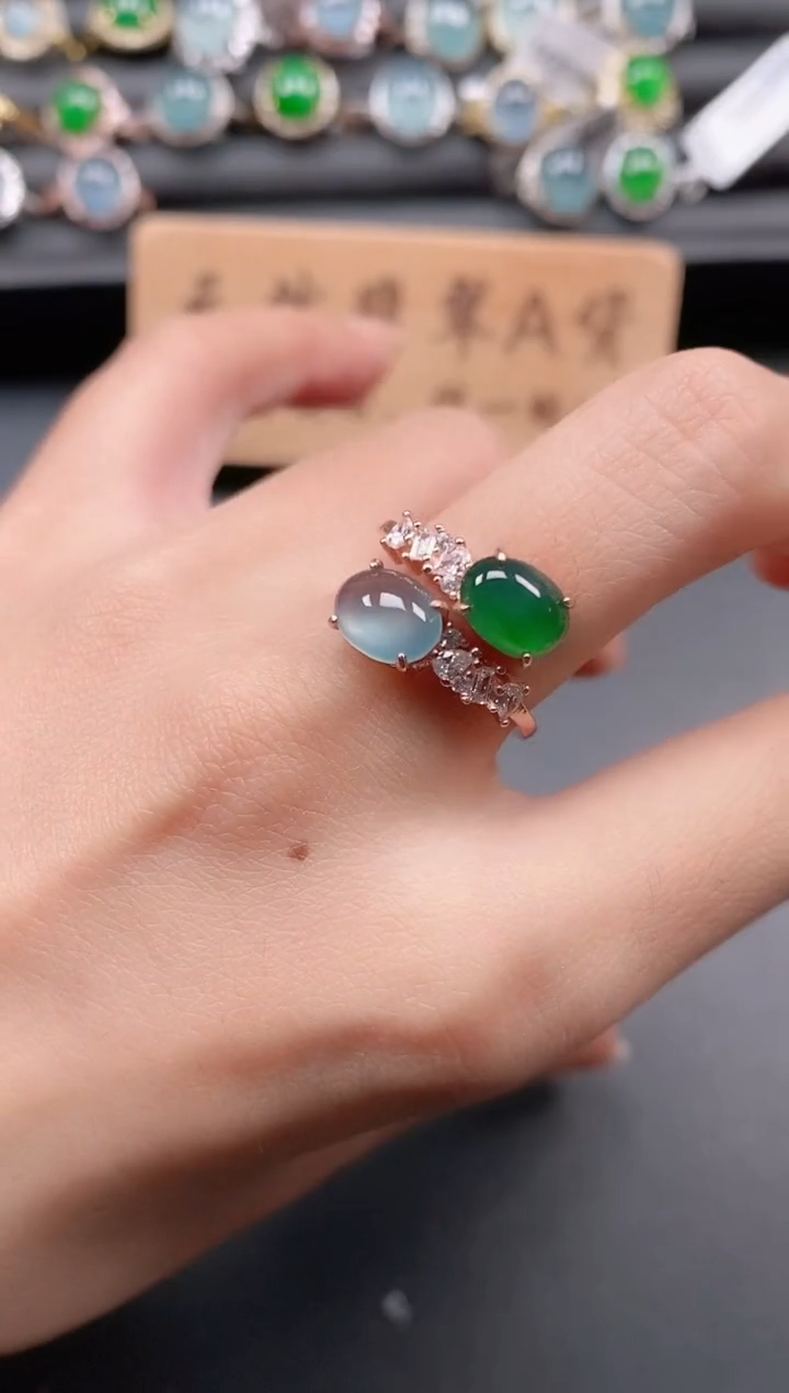 银S925镶嵌戒指翡翠11