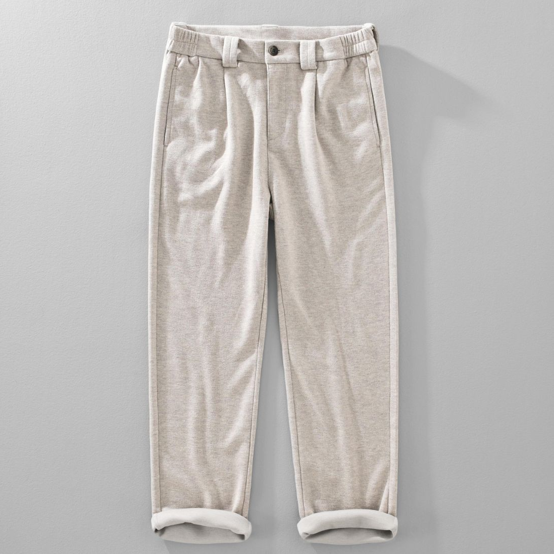 【绵羊毛加厚】新款棉羊毛秋冬松紧腰直筒休闲裤保暖商务休闲长裤