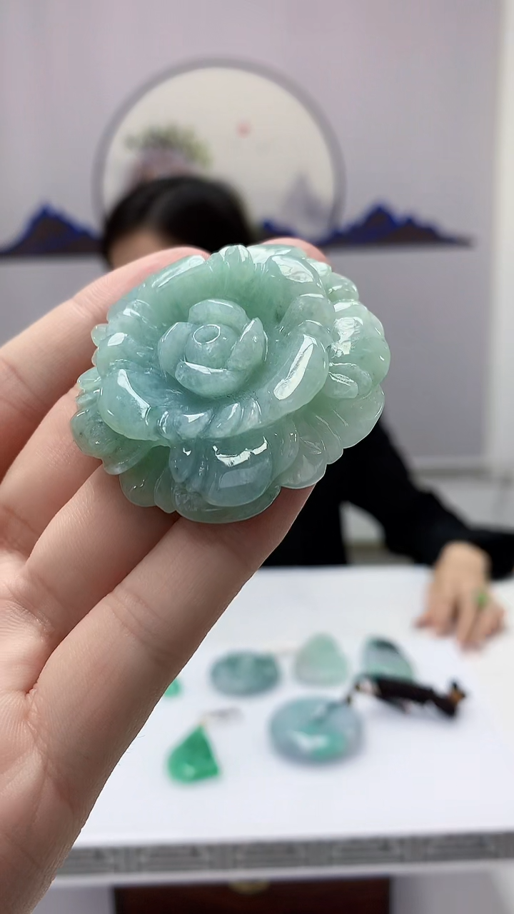 【闪购商品】定制翡翠未镶嵌4852bb-毛货挂件59