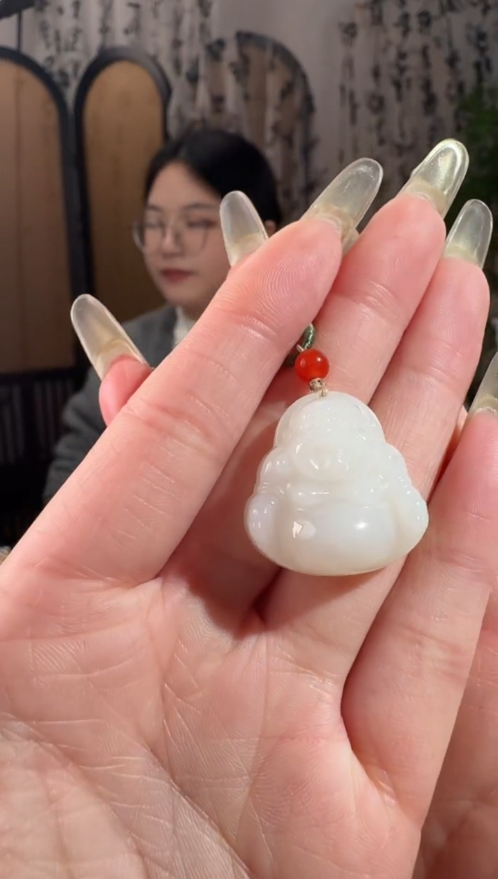 颈饰未镶嵌和田玉25白玉佛公