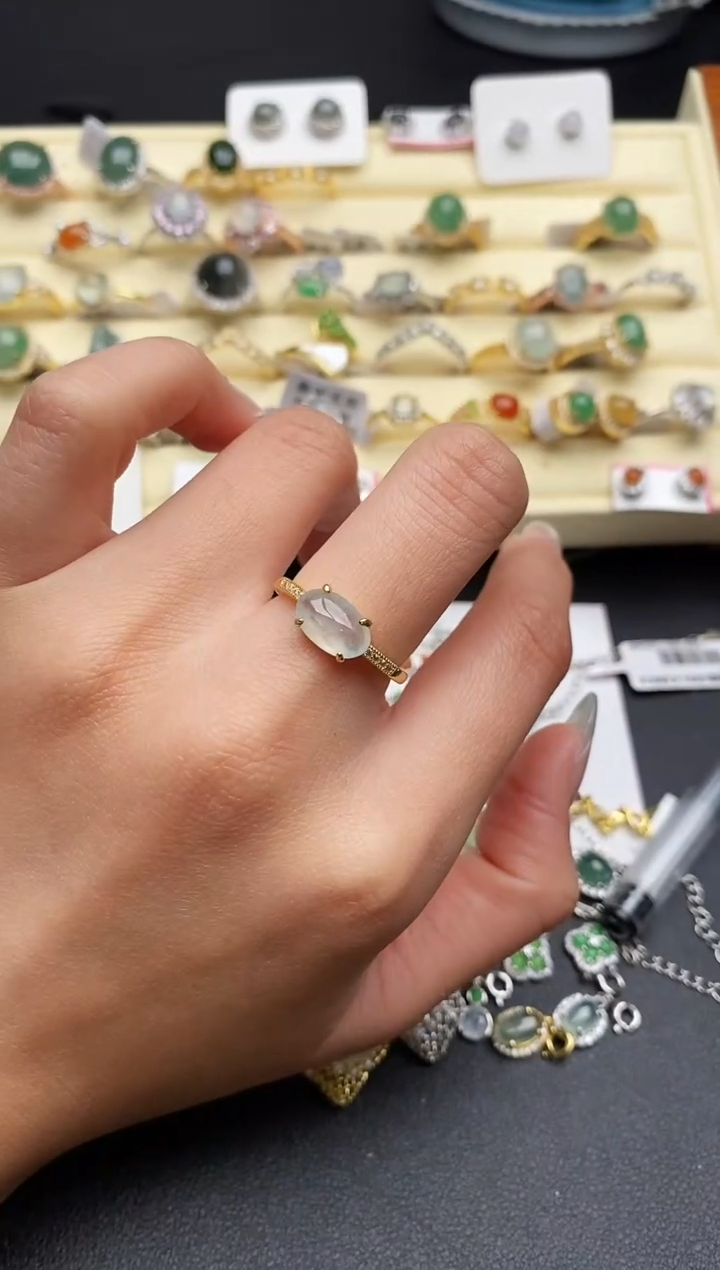 【闪购商品】翡翠戒指银S925镶嵌333333333+7