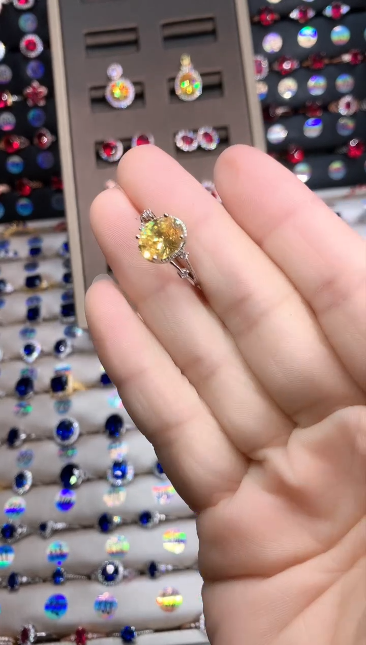 【闪购商品】水晶戒指银S925镶嵌银色