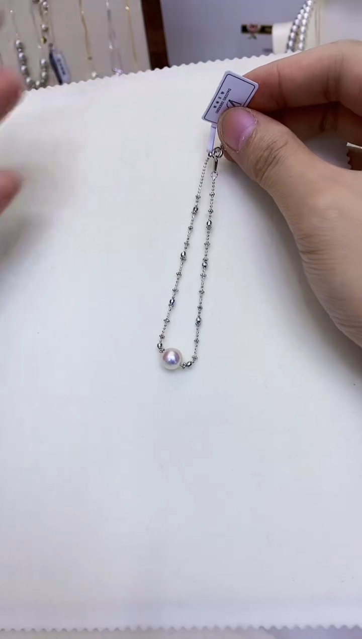 银S925镶嵌海水珍珠饰品银色蕾丝手链