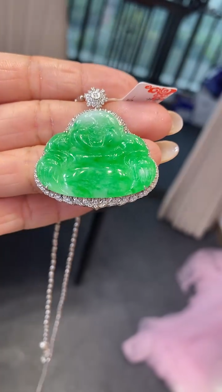 吊坠(不含链)18K金镶嵌翡翠佛公