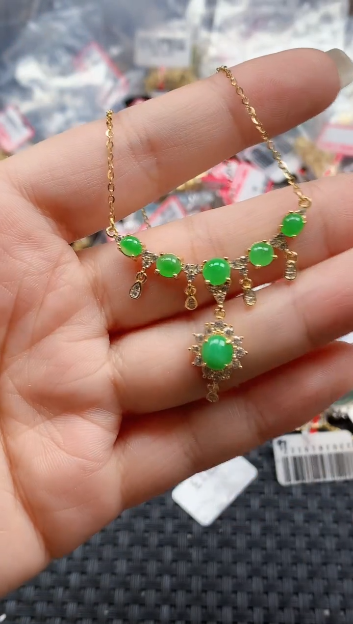 银S925镶嵌戒指翡翠天然A货缅甸翡翠