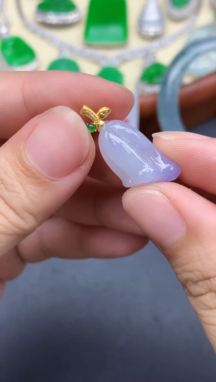 颈饰18K金镶嵌翡翠307-中国好珍宝