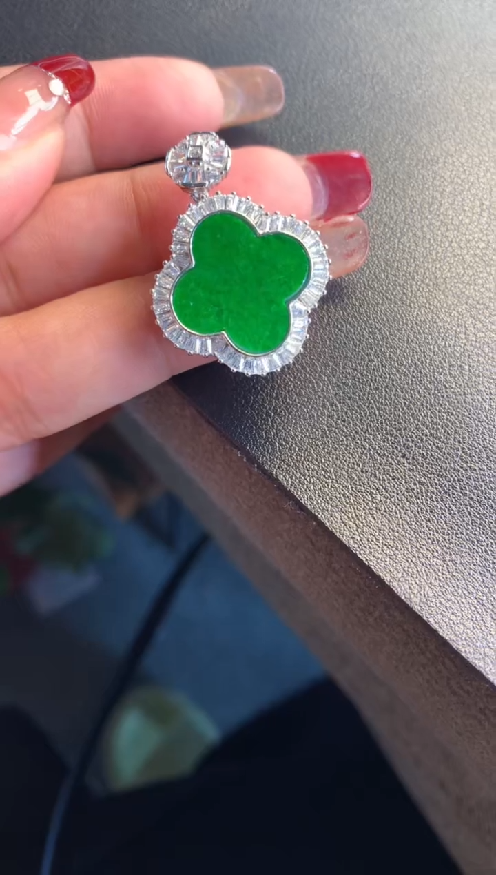 【闪购商品】翡翠颈饰银S925镶嵌缅甸天然A货翡翠