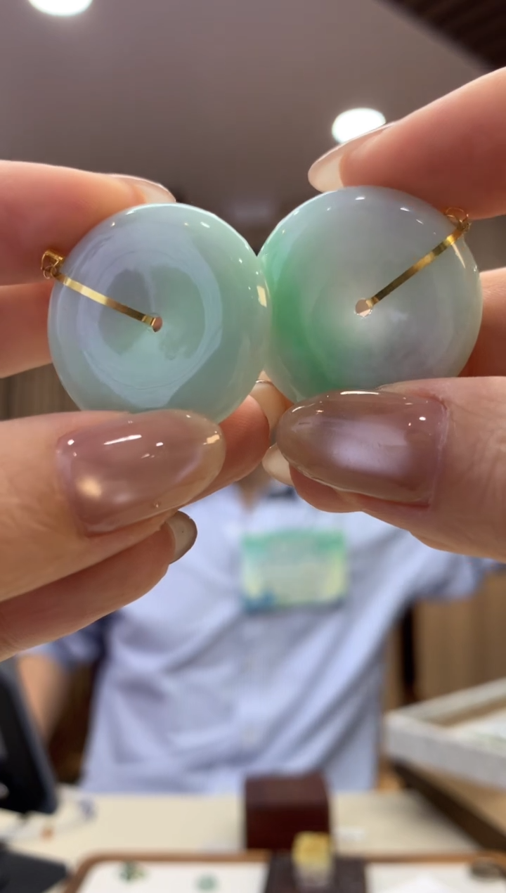 翡翠18K金镶嵌吊坠(不含链)平安扣多样性发货1件