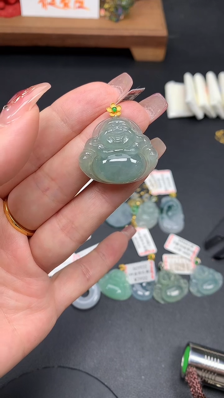 翡翠18K金镶嵌吊坠(不含链)MS186891