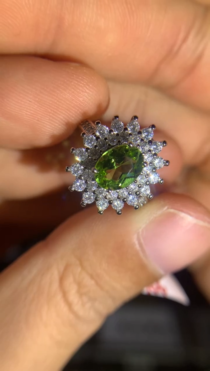 【闪购商品】橄榄石戒指合金天然-微瑕