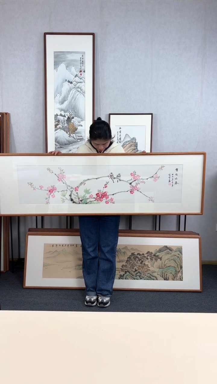 【闪购商品】国画手绘*双侣咏春*52*172cm实木框