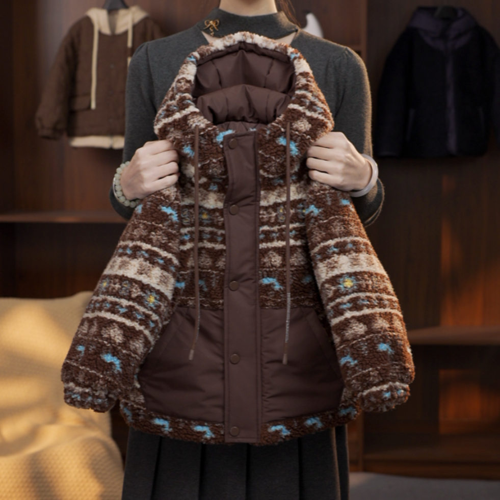 2025C亲子装棉服加厚保暖洋气连帽潮流时尚小众设计师款QZ352