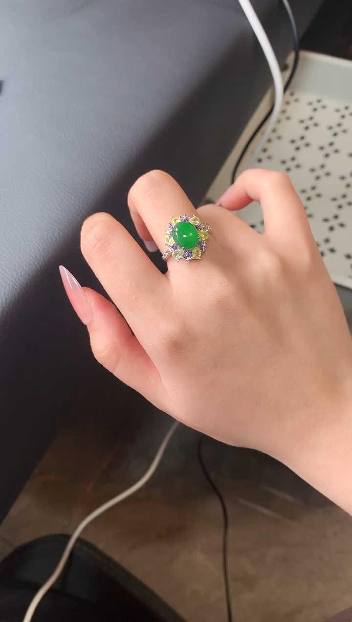 【闪购商品】翡翠戒指银S925镶嵌61341241