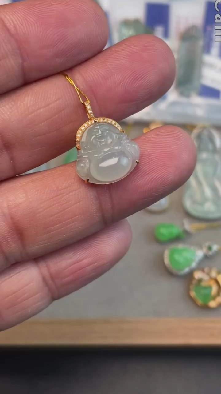 【闪购商品】翡翠吊坠(不含链)18K金镶嵌天然缅甸翡翠A货