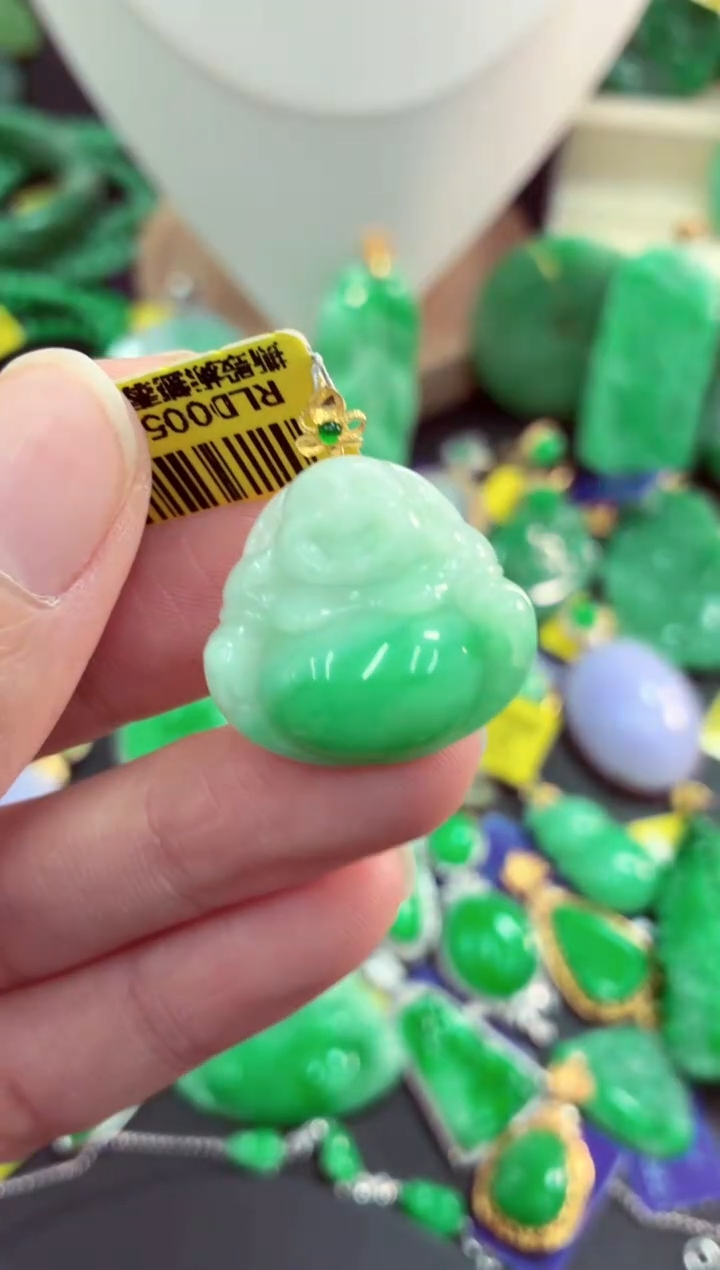 吊坠(不含链)18K金镶嵌翡翠天然缅甸翡翠A货