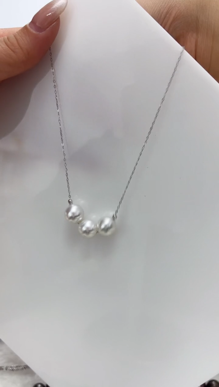 【闪购商品】海水珍珠DA银S925镶嵌v2658 澳白套链 10