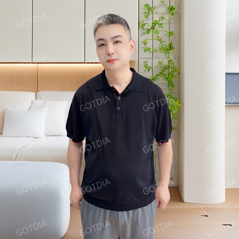 【清凉透气男士短袖】新款兰精天丝（2590）时尚夏季男款翻领休闲商务