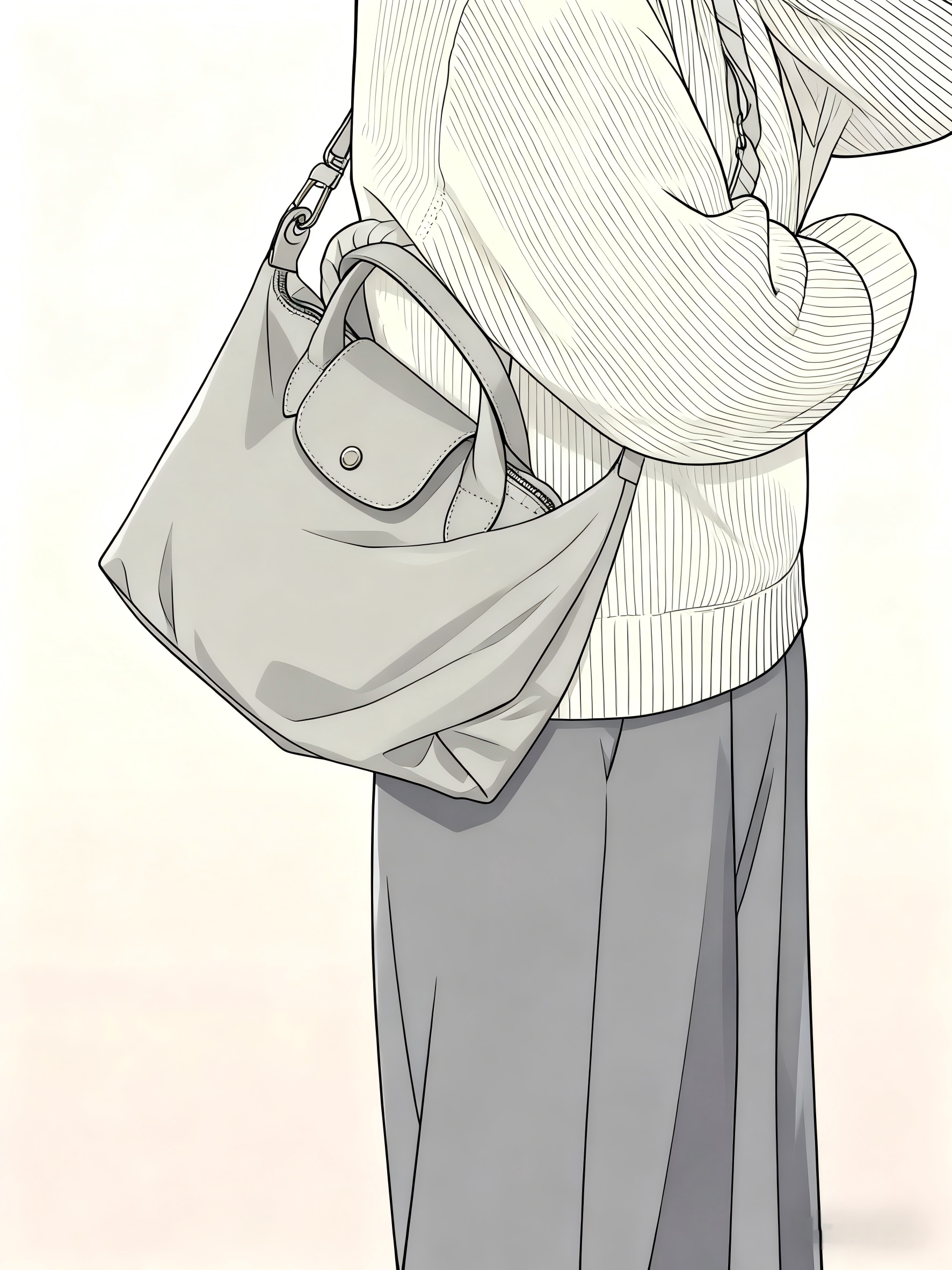 双柄大斜挎皮饺子包