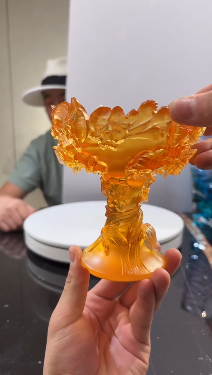 摆件蝴蝶兰水晶琉璃花瓶