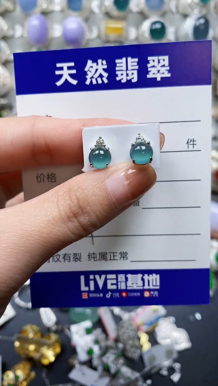 【闪购商品】翡翠耳饰银S925镶嵌0384