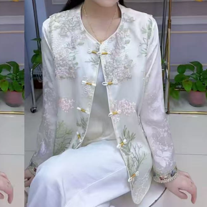 夏季薄款重工刺绣马甲时尚复古蕾丝马夹中国风提花百搭休闲网红