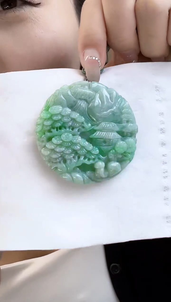 吊坠(不含链)未镶嵌翡翠山水牌（送绳）