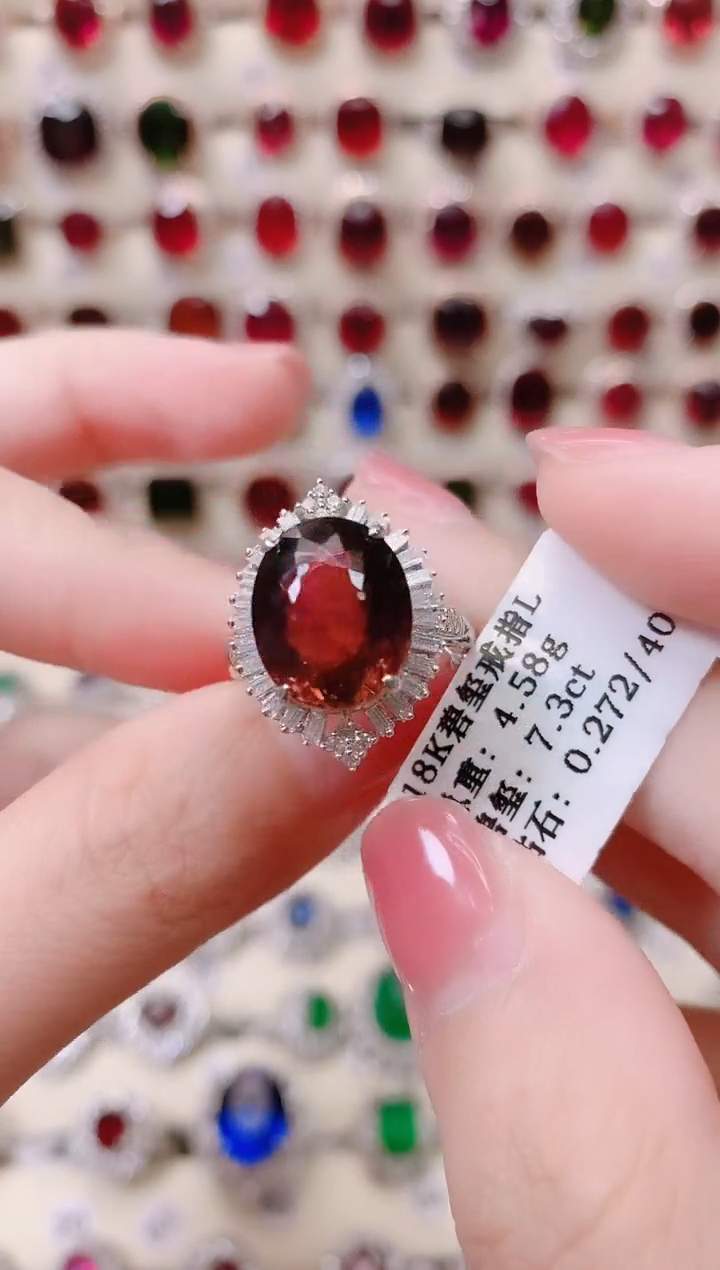 18K金镶嵌18K金戒指碧玺1