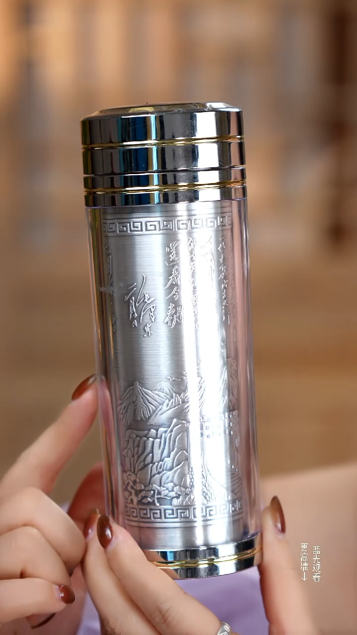 珐琅足银999长城款银水杯