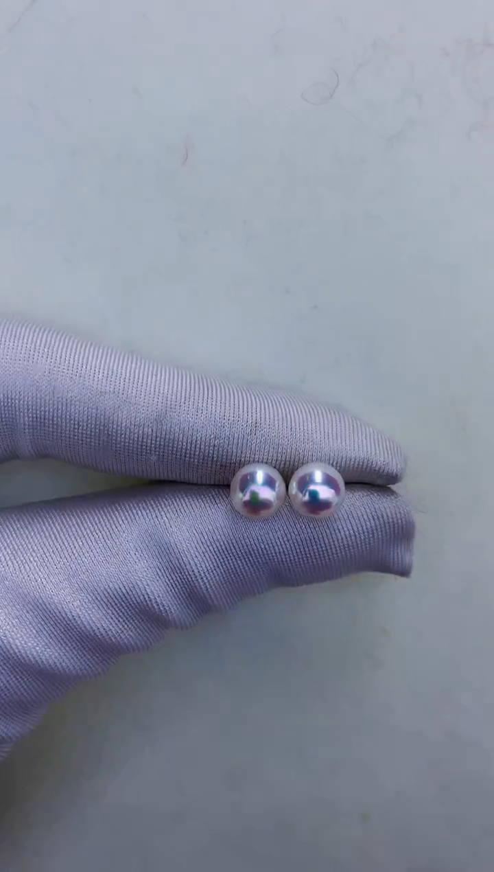 18K金镶嵌DA海水珍珠轻素钉6-7MM x070