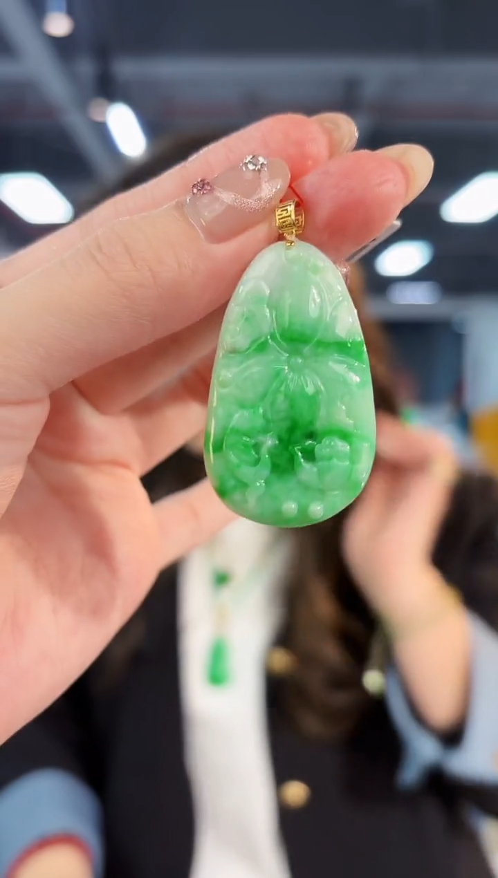 【闪购商品】翡翠颈饰18K金镶嵌缅料A货/支持复检/一件