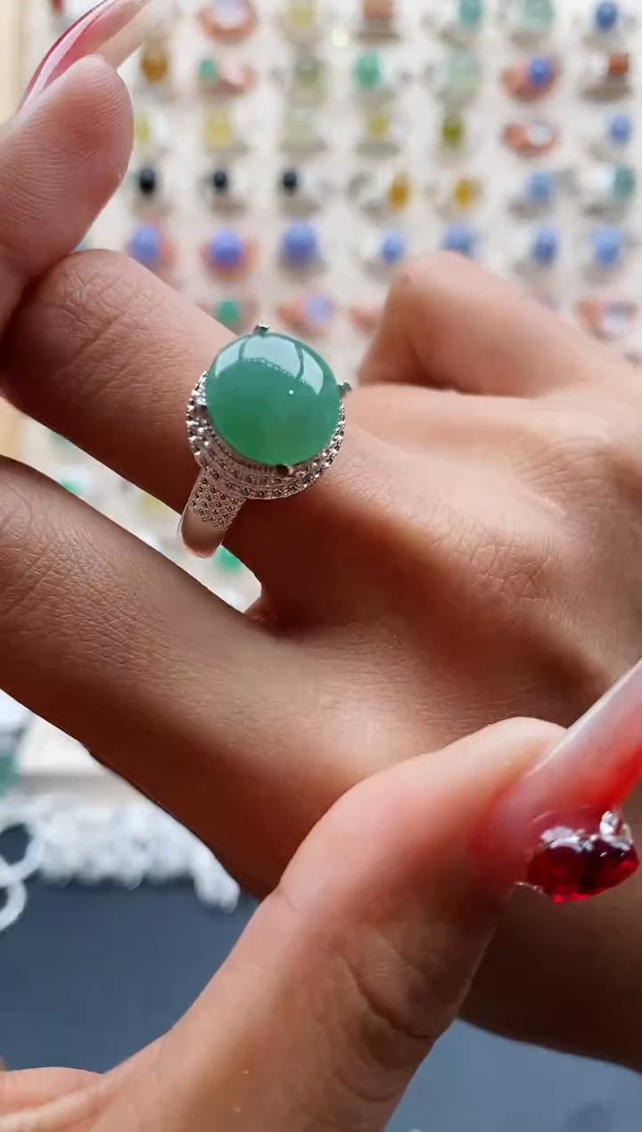 【闪购商品】翡翠戒指未镶嵌缅甸天然A货翡翠333 7+10