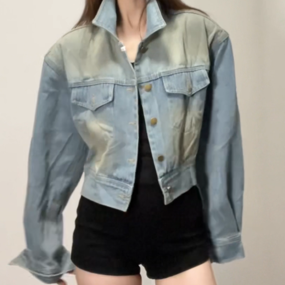 秋季新款短外套水洗牛仔外套
