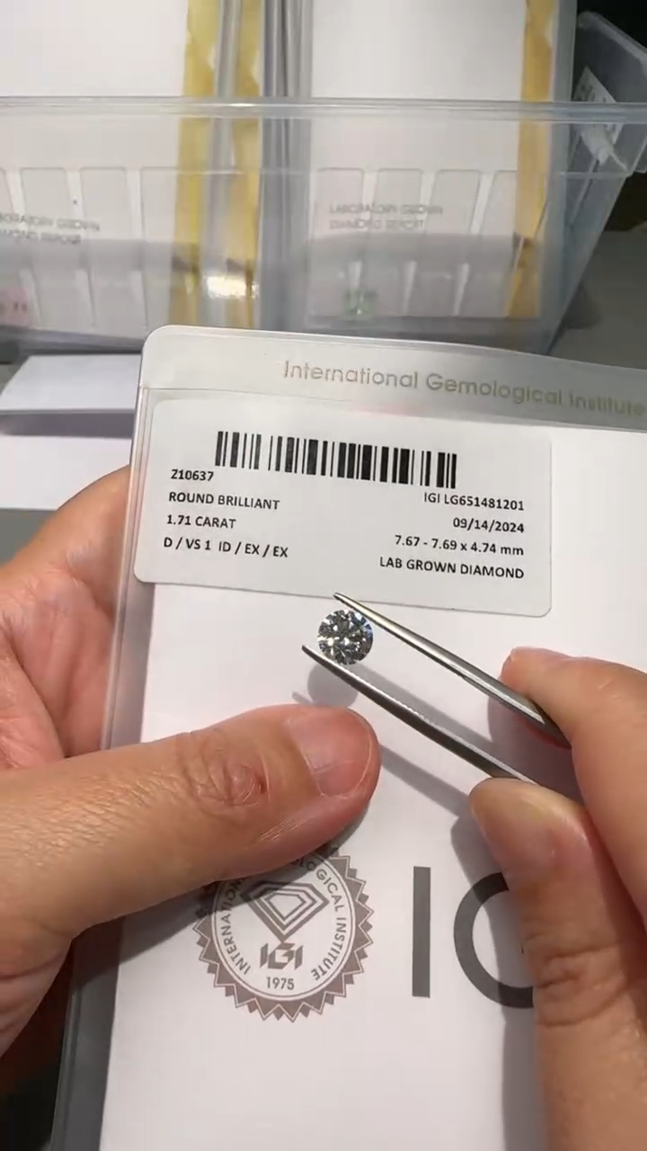 【闪购商品】实验室培育钻石裸石未镶嵌D色 VS1 ID EX EX